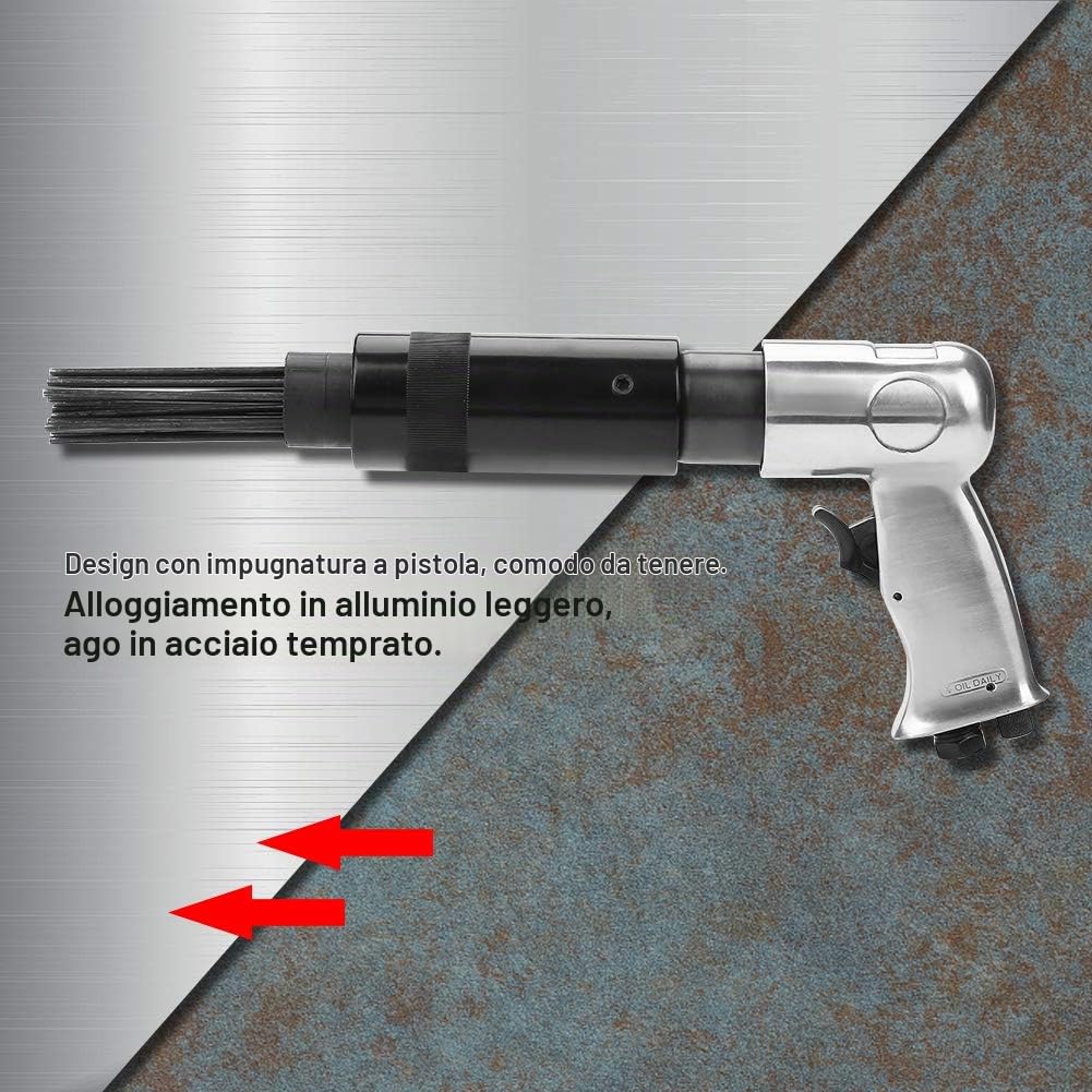 Pistola Ad Aria Compressa per Rimozione Ruggine, 19 Aghi Scaler Pneumatico Ad Aria Maniglia per Pistola Ruggine Vernice Scorie Rimozione Corrosione Strumento Sbavatore Scaler Ad
