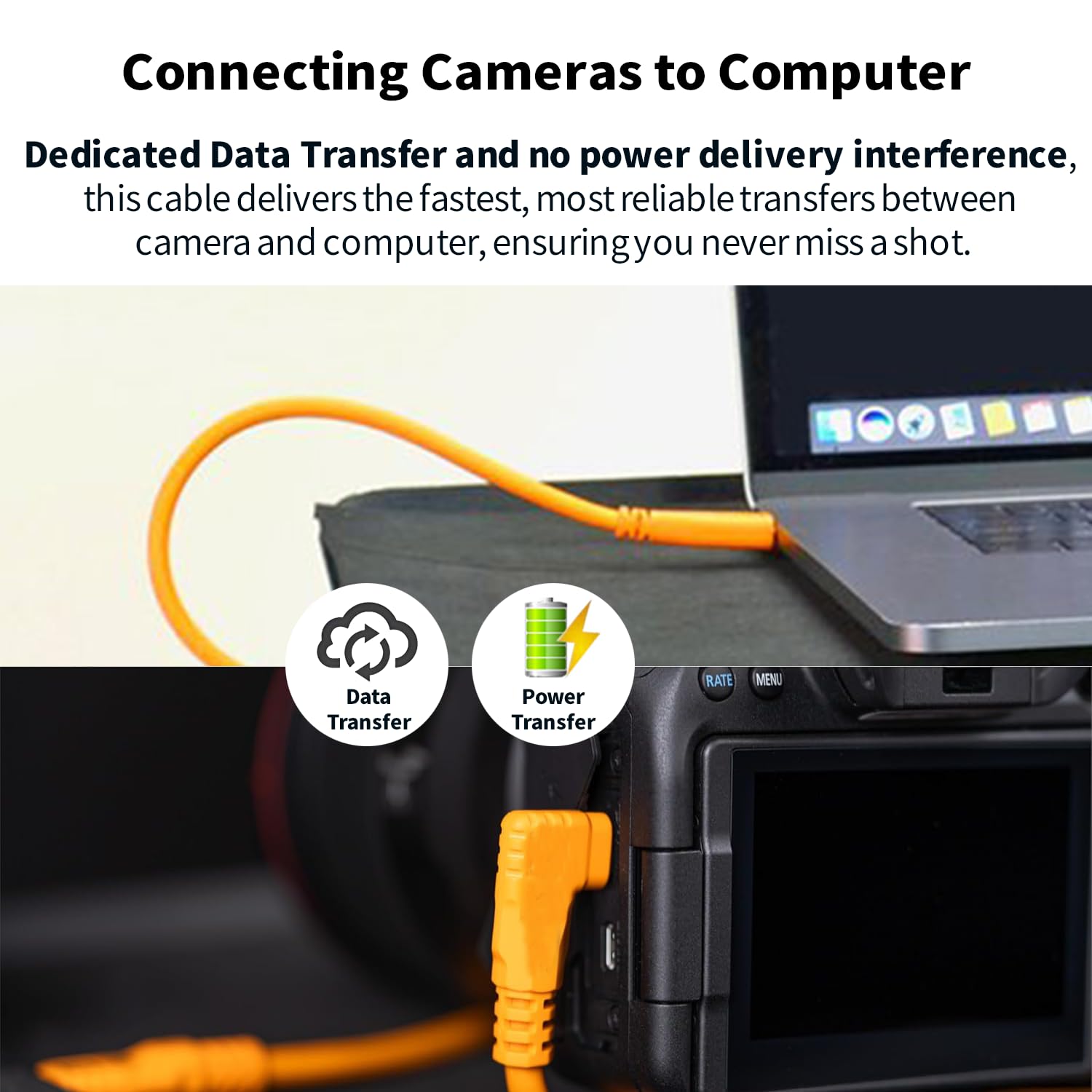 TONTON USB-C auf USB-C Anschlusskabel 5 m, 90° Winkelstecker, passives Verbindungskabel für Stromversorgung und Datenverbindung, Zubehör für USB-C Geräte (Orange)