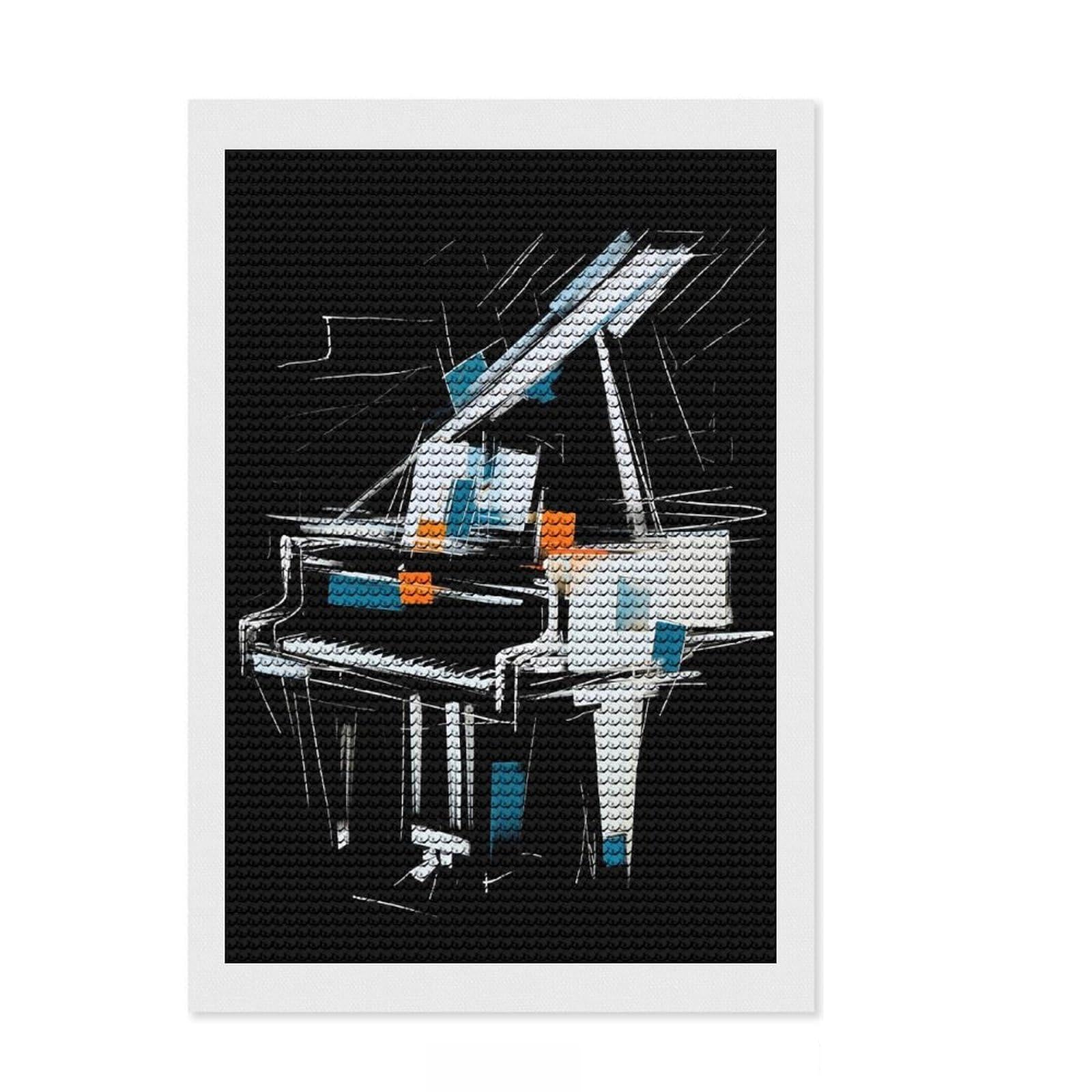 Junmoney Abstract Piano Diamond Art Kit 8"x12", for Creative Relaxation, Bedroom Decor, Simple to Start, Thoughtful Handmade Gift