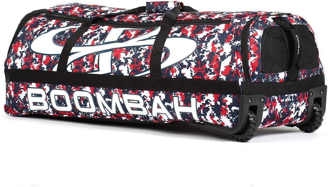 Boombah Brute Camo Rolling Baseball/Softball Bat Bag - 35" x 15" x 12-1/2" - Multiple Color Options - Holds 4 Bats and Room for Gear - Wheeled Bag