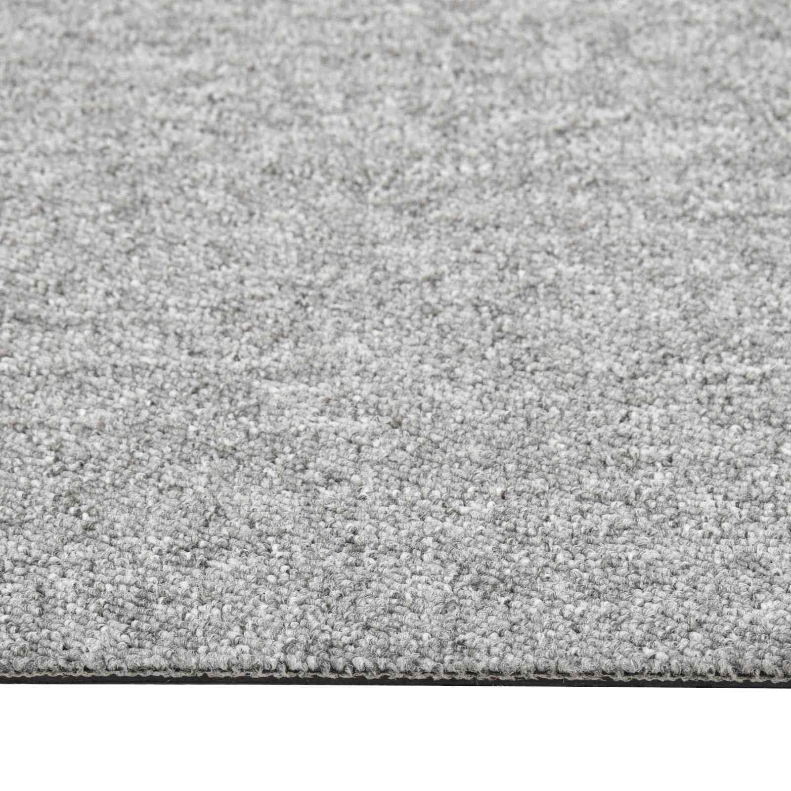 Teppichfliesen Set 20 Stück Hellgrau - 50x50 cm Teppichboden Quadratisch Modul Teppich Fliesen für Innenbereich, Nadelfilz Teppichmatten Auslegeware Büro Wohnzimmer Bodenbelag