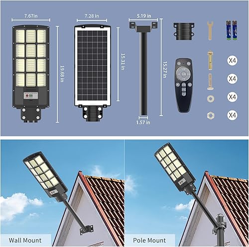 Miniatura 4 de Luz solar de calle para exteriores, 800 W, 100000 lm, sensor de movimiento, luces de inundación IP67 impermeables para estacionamiento, patio,