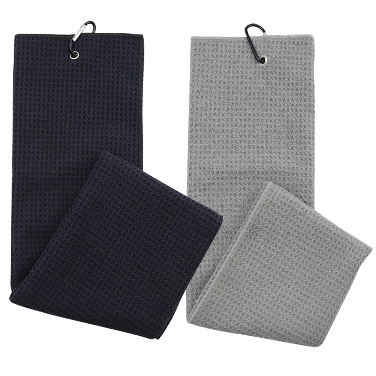 BRITECO 2 Pcs Golf Towels | Microfiber Towels for Golf Bags with Clip | Soft, Absorbent, and Easy to Clean | Ideal for Cleaning Clubs, Balls, and Hands