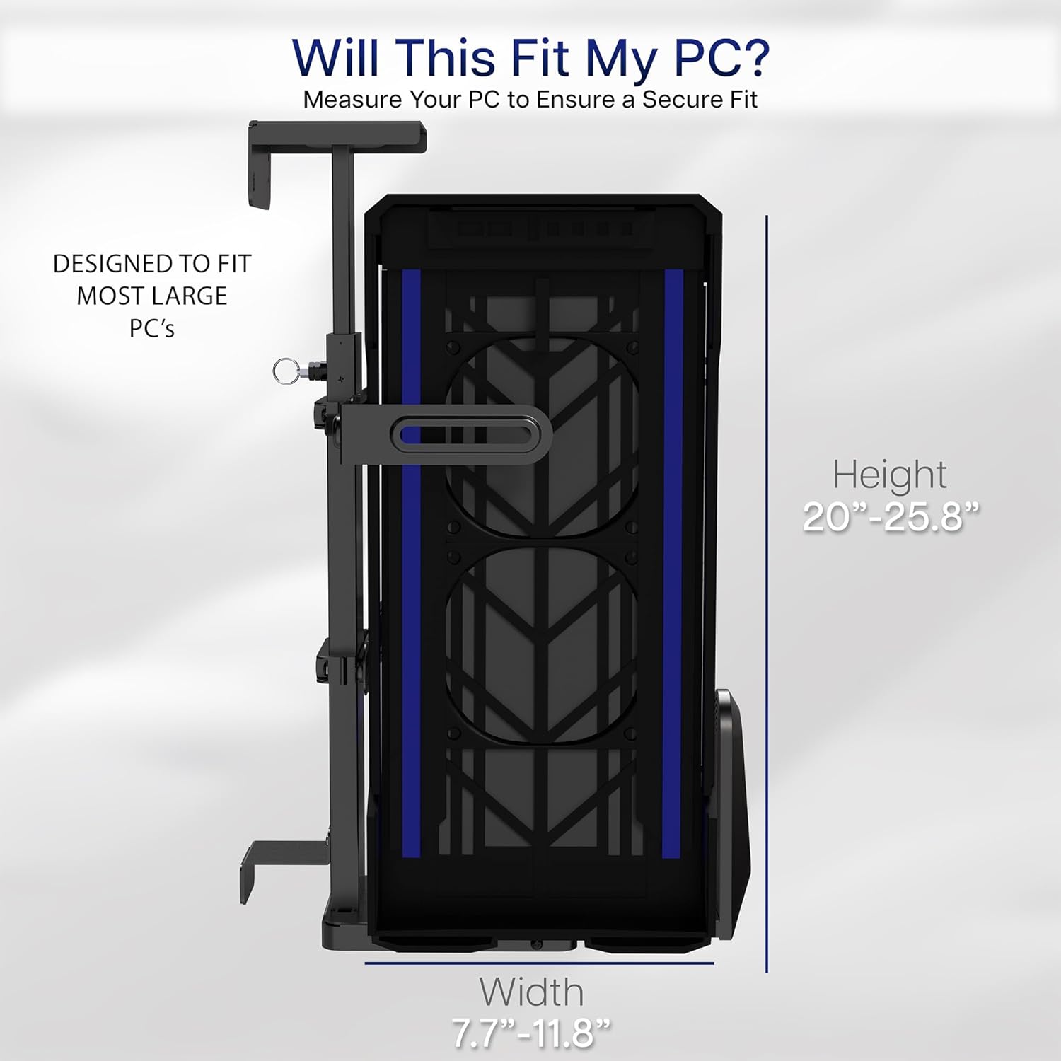 VIVO Adjustable Under Desk and Wall PC Mount, Heavy Duty Large Computer Case CPU Tower Holder with Secure Locking, Holds up to 44 lbs, Black, MOUNT-PC06R - Image 3