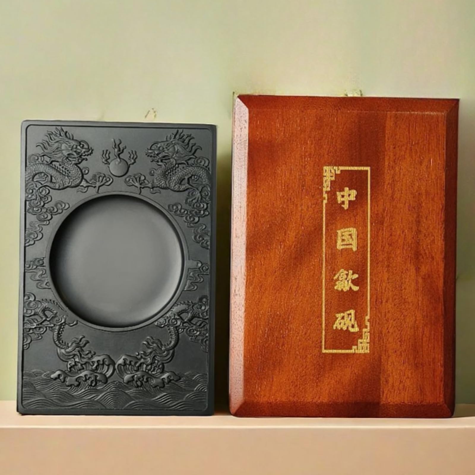 Pietra per inchiostro in stile cinese, con confezione regalo, 18 cm, per calligrafia per principianti, decorazione antica