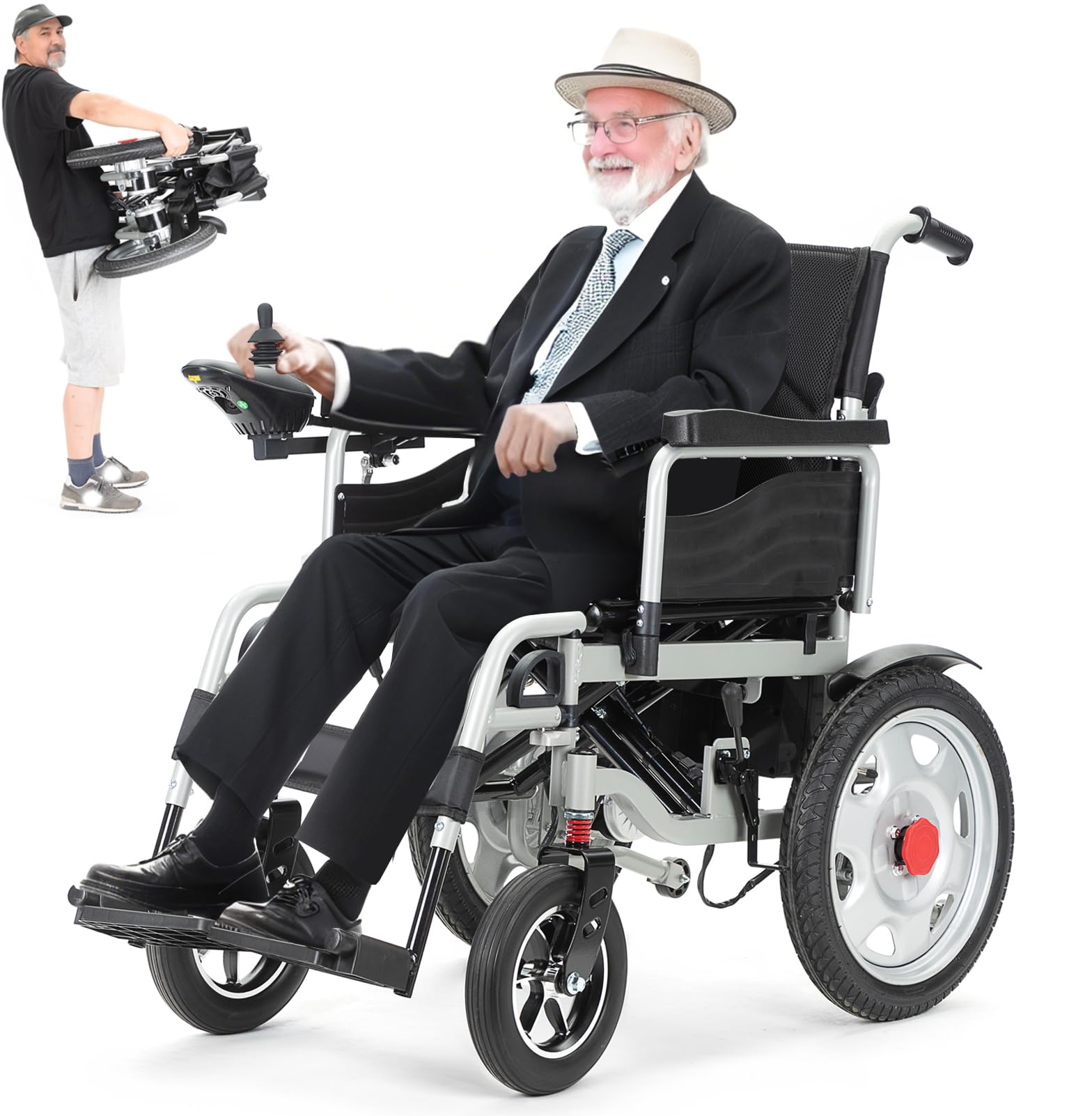 Foldable Electric Wheelchair for Adults,20 Miles Motorized Wheelchair Travel Range Power Wheelchair Lightweight All Terrain 500w Dual Motors,Airline