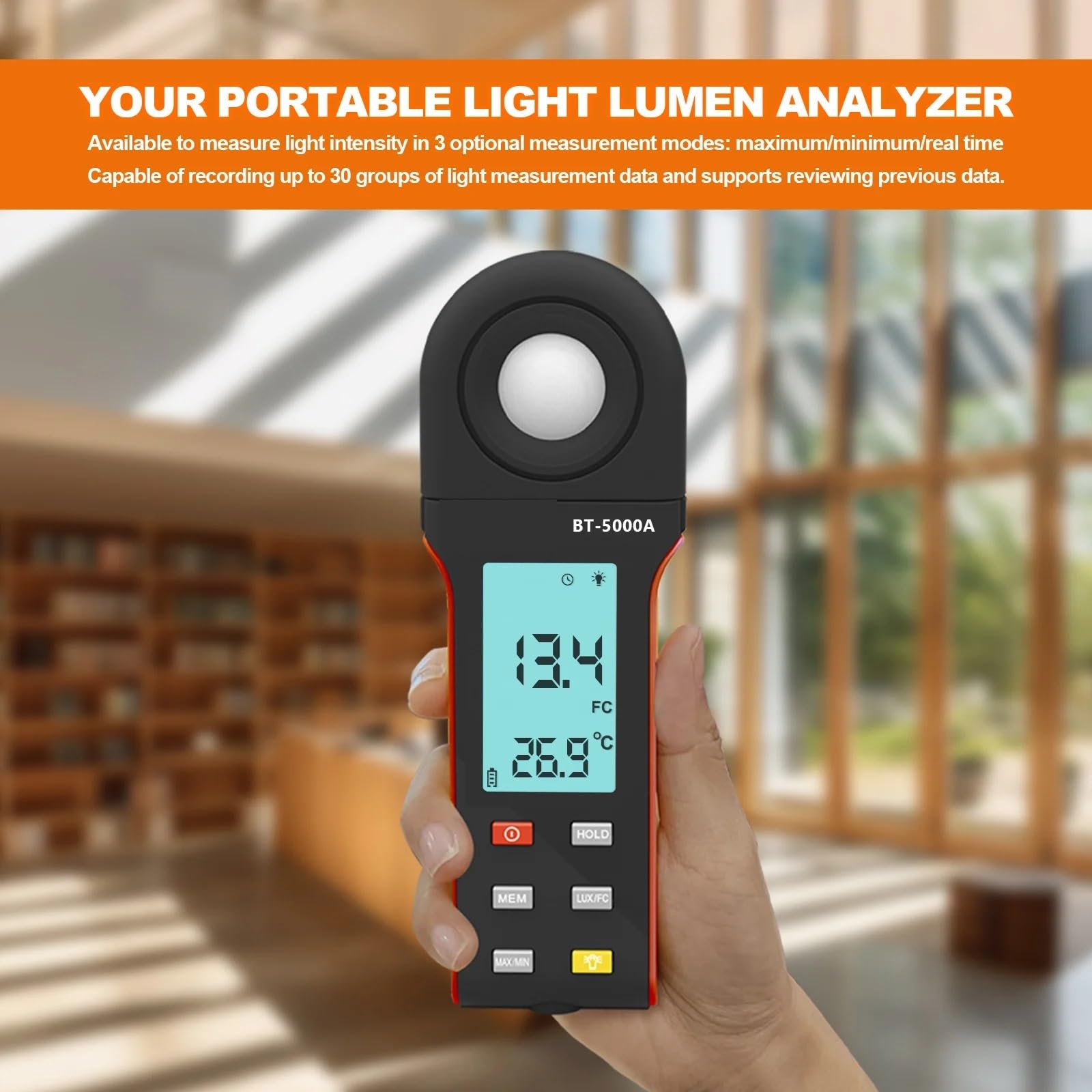 Espectrómetro Portátil, Medidor De Luz For Fotografía Plantas, Par For Luces LED Cultivo, Lux 0,1 A 400.000 (0, A 40. FC), Con Registro Datos