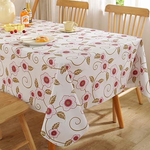 Miniatura 2 de SASTYBALE Mantel rectangular de vinilo con reverso de franela de 60 x 120 pulgadas, 100% plástico a prueba de agua y aceite, elegante mantel floral