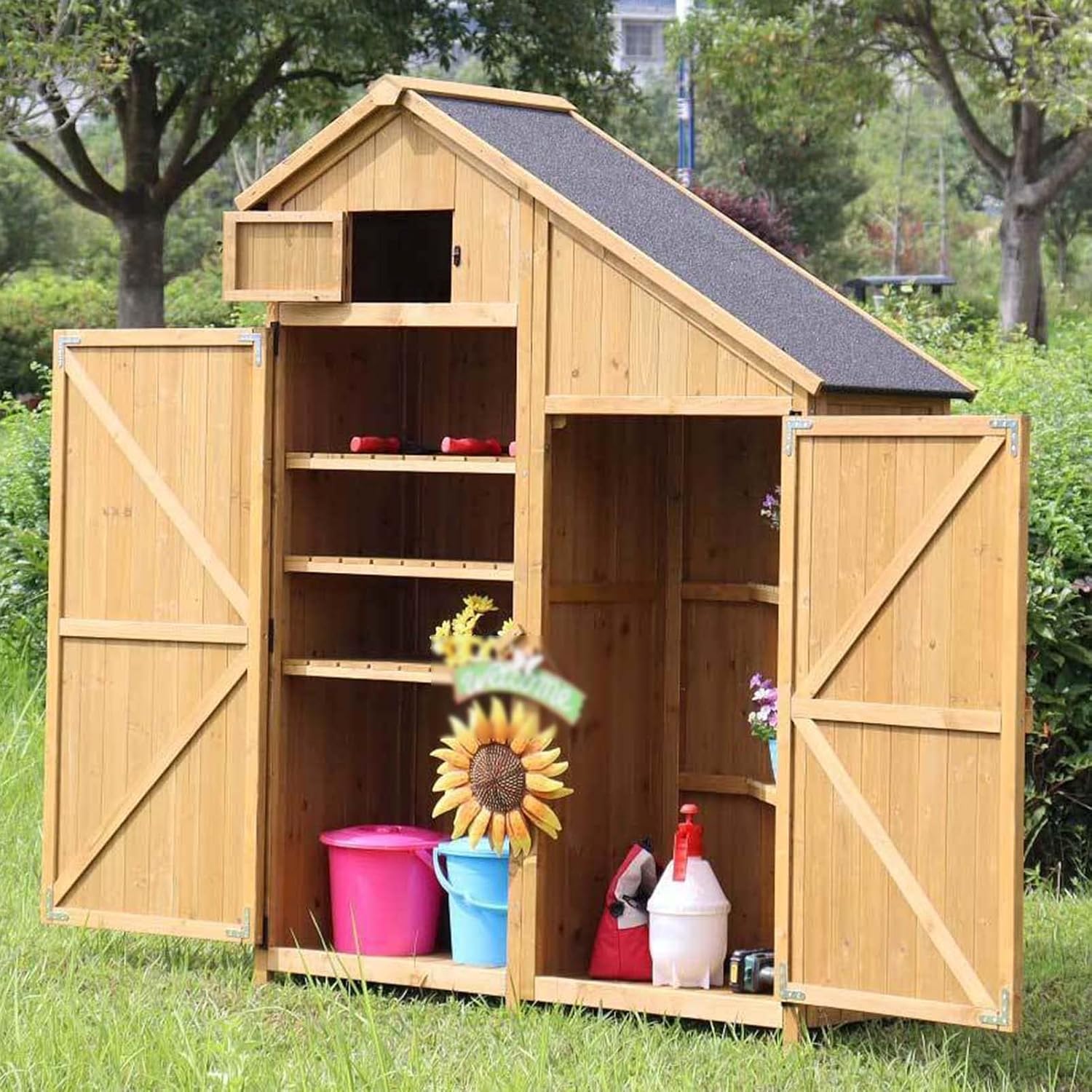Outdoor Storage Shed, Garden Tool Shed with Multi Shelves