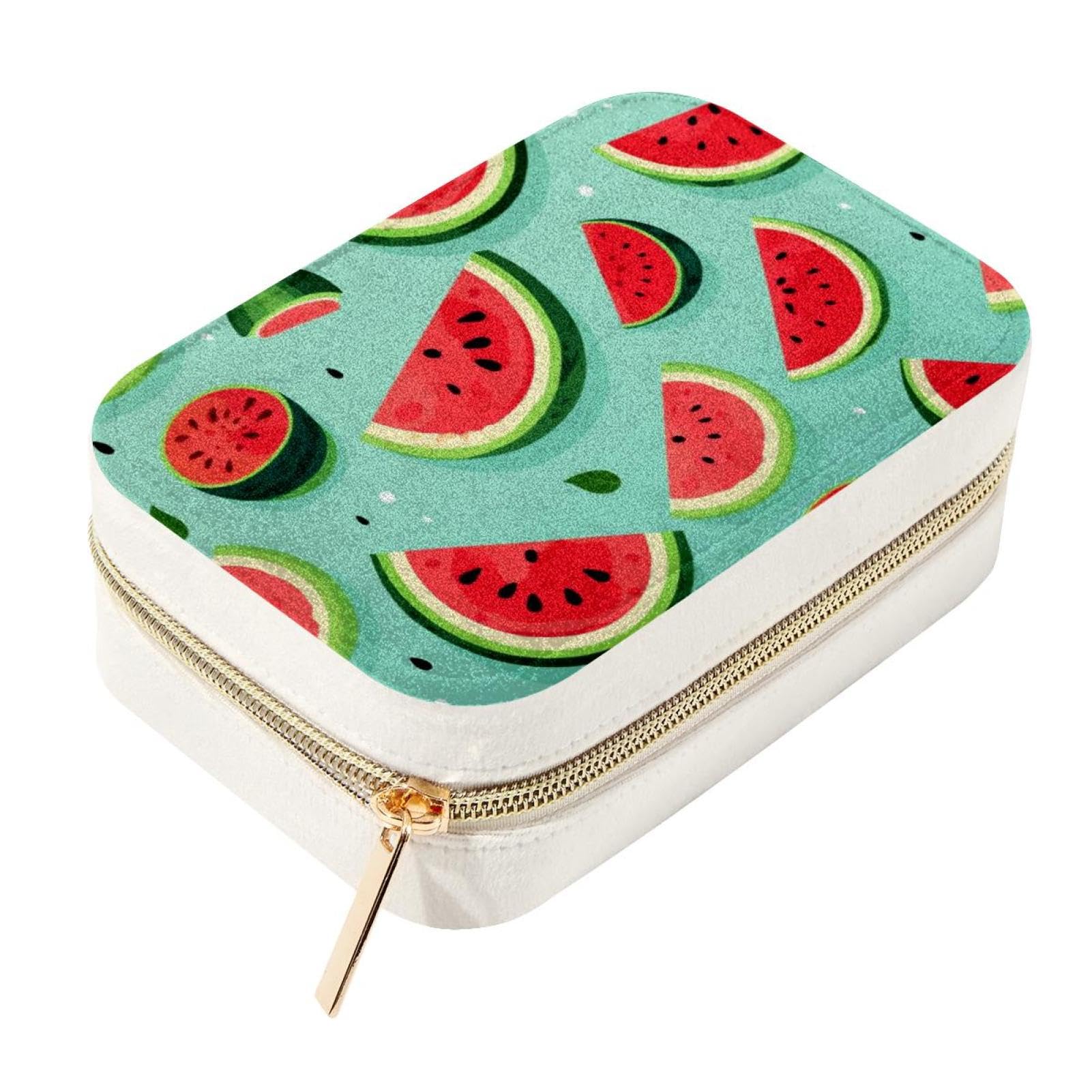 Coffret bijoux élégant motif pastèque, cadeau idéal femmes et filles