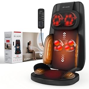belhope Shiatsu Neck and Back Massager with Heat 4D Kneading Back Massager for Pain Relief Deep Tissue Comfortable