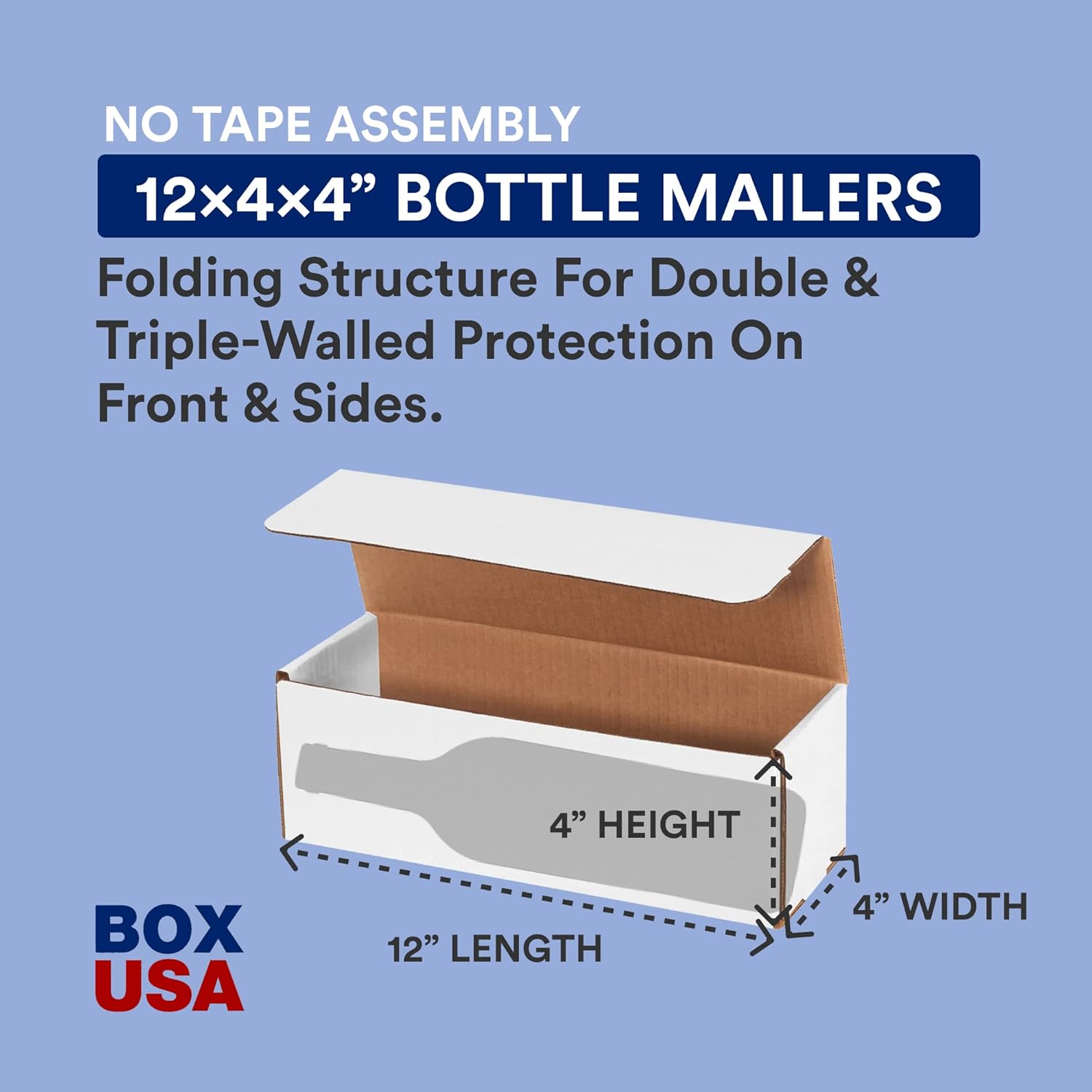 BOX USA Shipping Boxes Small 12"L x 4"W x 4"H, 50-Pack | White Corrugated Cardboard Box Mailer for Packing, Moving, Storage | Bulk Gift Box or Product Packaging for Small Business, Home, FBA 12x4x4