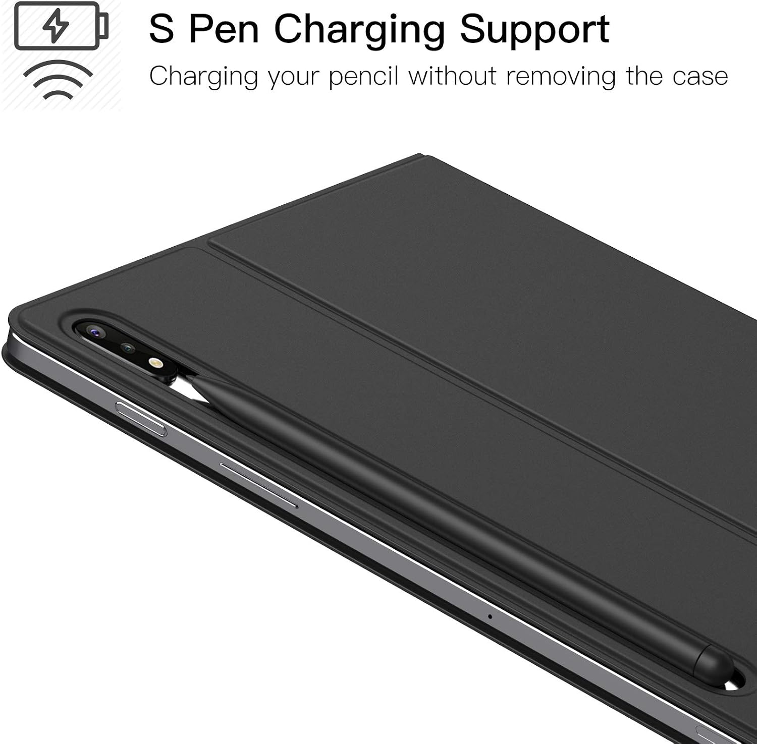 Ztotop Case for Samsung Galaxy Tab S7 Plus 12.4 Inch 2020 (SM-T970/975/976), Strong Magnetic Ultra Slim Tri-Fold Smart Case Cover with Auto Sleep/Wake,Support S Pen Wireless Charging, Black