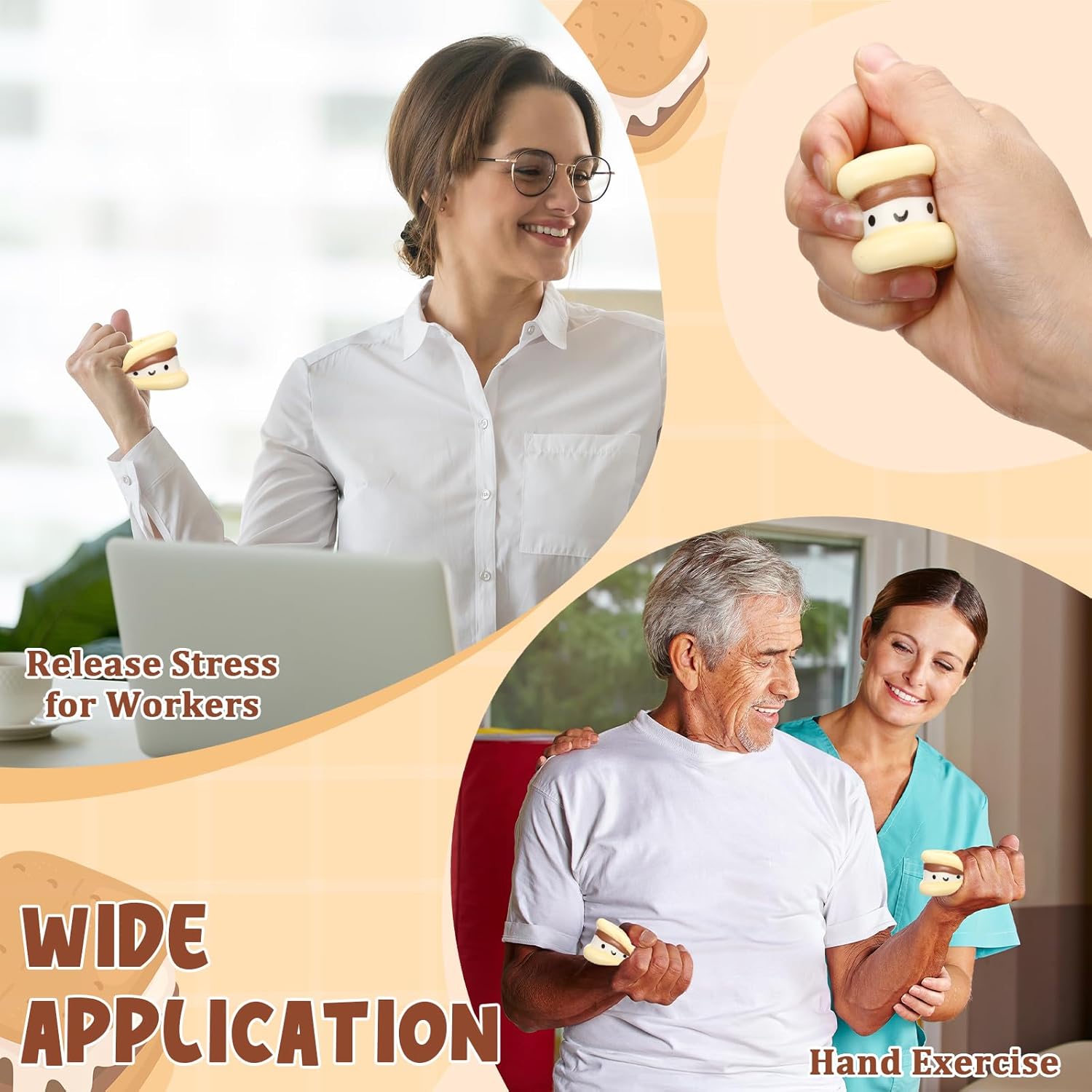 50 Sets S'More Employee Appreciation Gifts Bulk Inspirational Funny Marshmallow Stress Ball with Thank You Card Organza Bag for Team Office Staff Social Worker Nurse Teacher Dietitian Gift