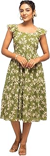 Women's Fit And Flare Knee Length Georgette Floral Printed Below The Knee Dress - 80% OFF Deal at ₹889 on Amazon | Valzo