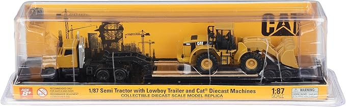 Diecast Masters 1:87 Cat CT681 Tractor con Lowboy y 950G Cargador miniatura 6