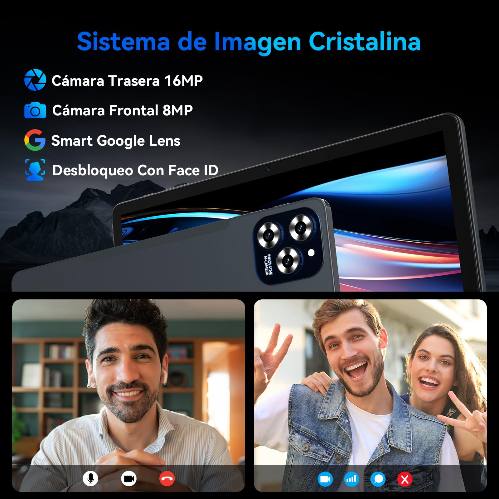 Android 16 Tablet 11 Pulgadas, 24 GB+256 GB (4 TB TF) | Tablet con Tarjeta SIM, 1920*1200 FHD+, 8000 mAh, 16 MP+8 MP, Gemini AI, Widevine L1, Face ID (4 Años de Garantía)