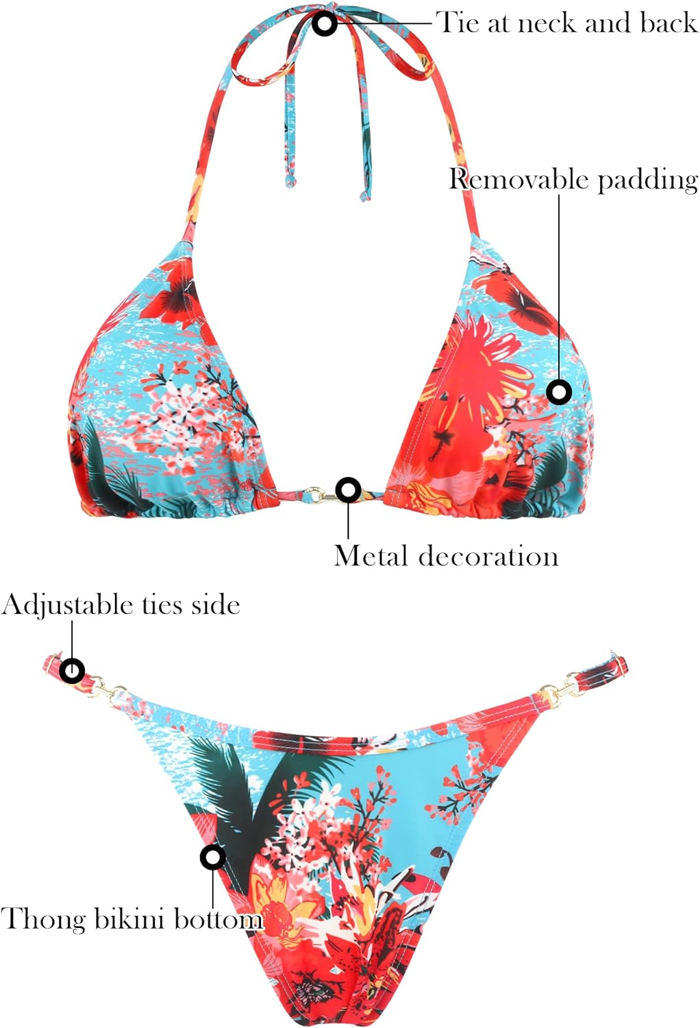 RELLECIGA Women's Thong Bikini Set Triangle Halter Brazilian Two Piece Swimsuit - Image 7