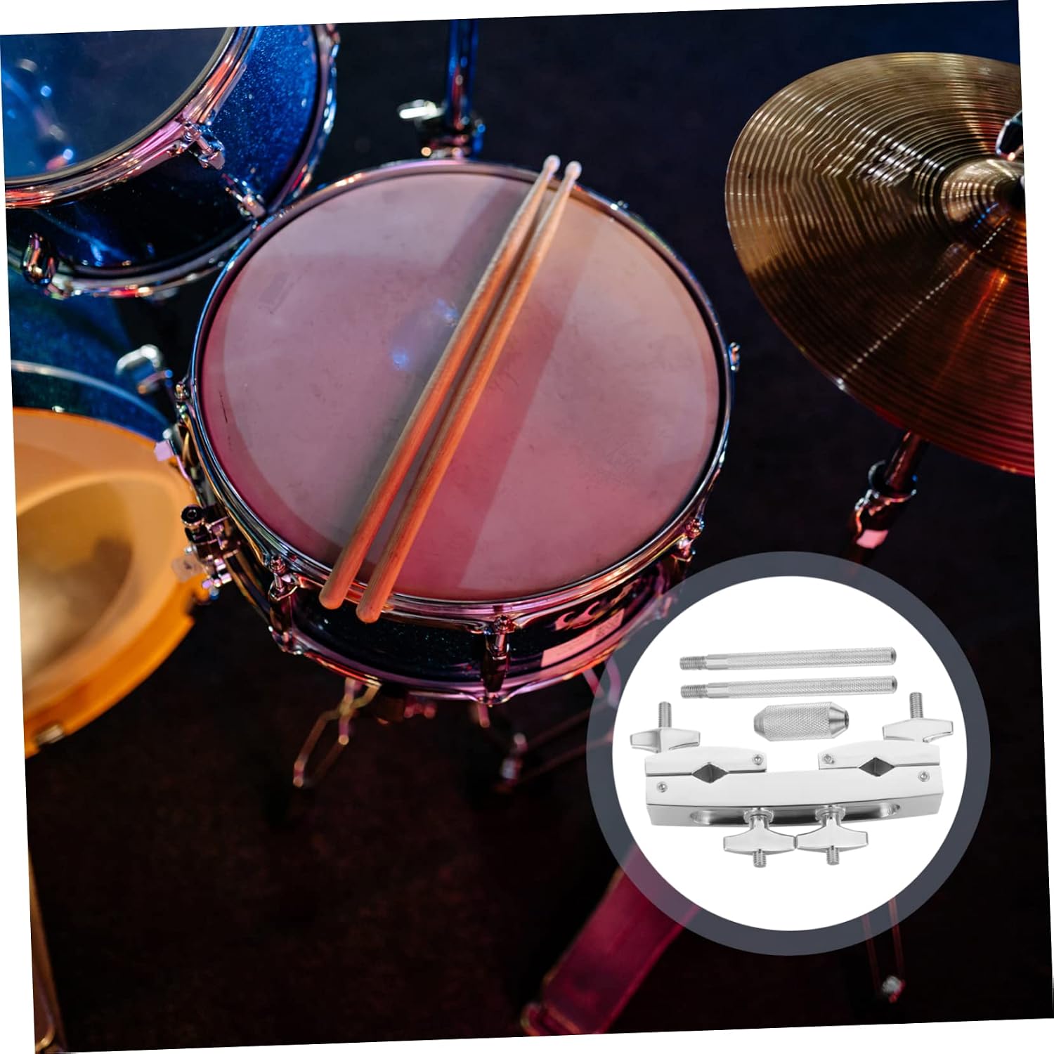 Toyvian 1 Set of Multifunction Cowbell Mounting Clamp Adjustable Arm for Drum Set Metal Cowbell Holder Clip Drumming Accessories for Percussion Instruments