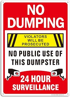 No Dumping Video Surveillance Sign-1 Pack, 14x10Inch Aluminum No Public Use of Dumpster No Illegal Dumping Sign Violators Will Be Prosecuted, Reflective, Weather Resistant- Easy to Install
