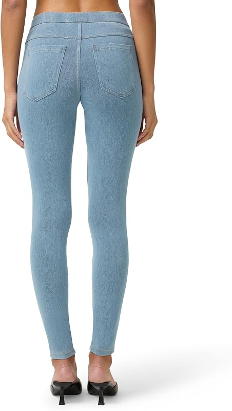 No nonsense Women's Classic Denim Leggings with Real Back Pockets, Elastic Waist, High Waisted - Stretchy & Trendy Jeans - Light Denim - X-Large image 2
