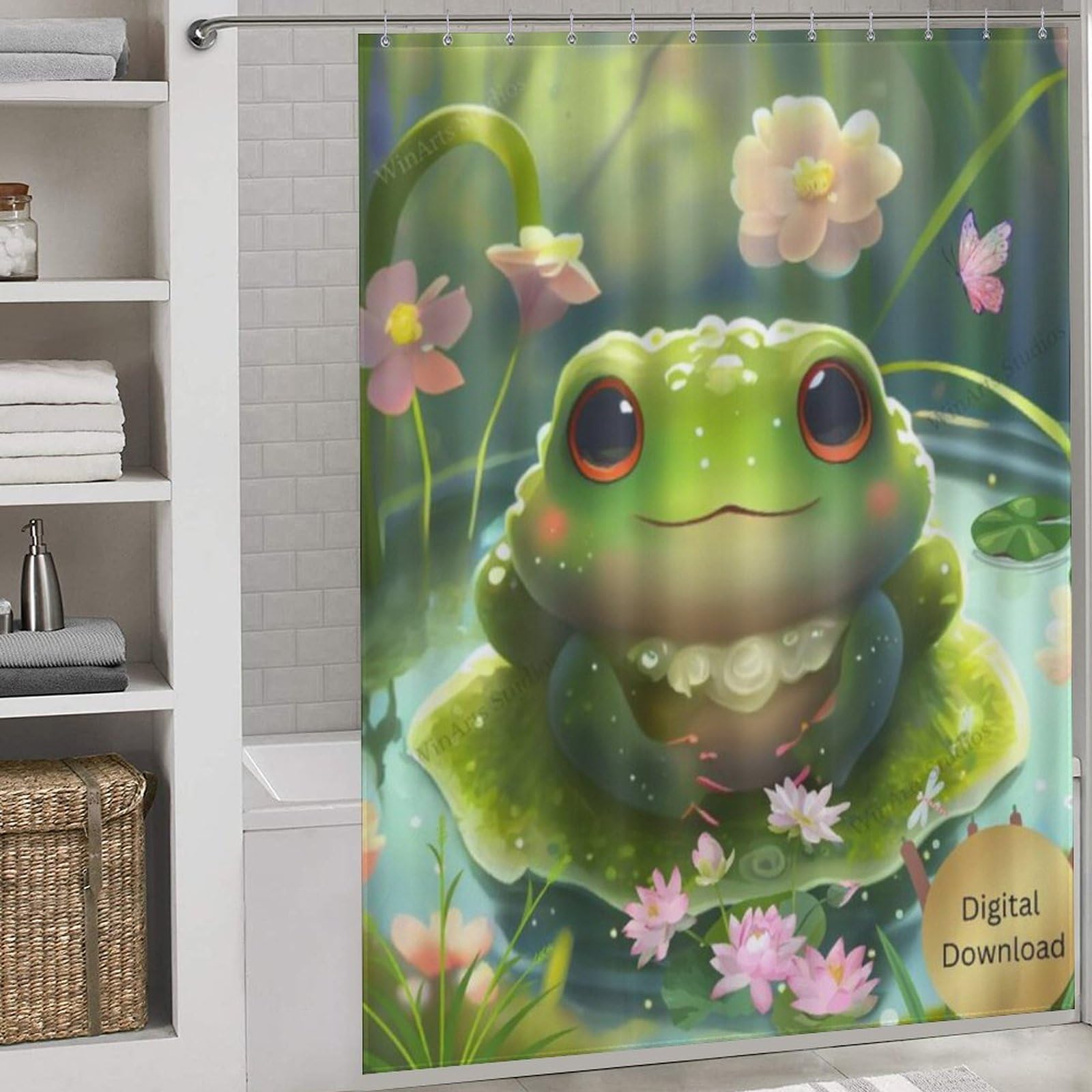 Rideau douche grenouille pour amuser les enfants lors du bain familial