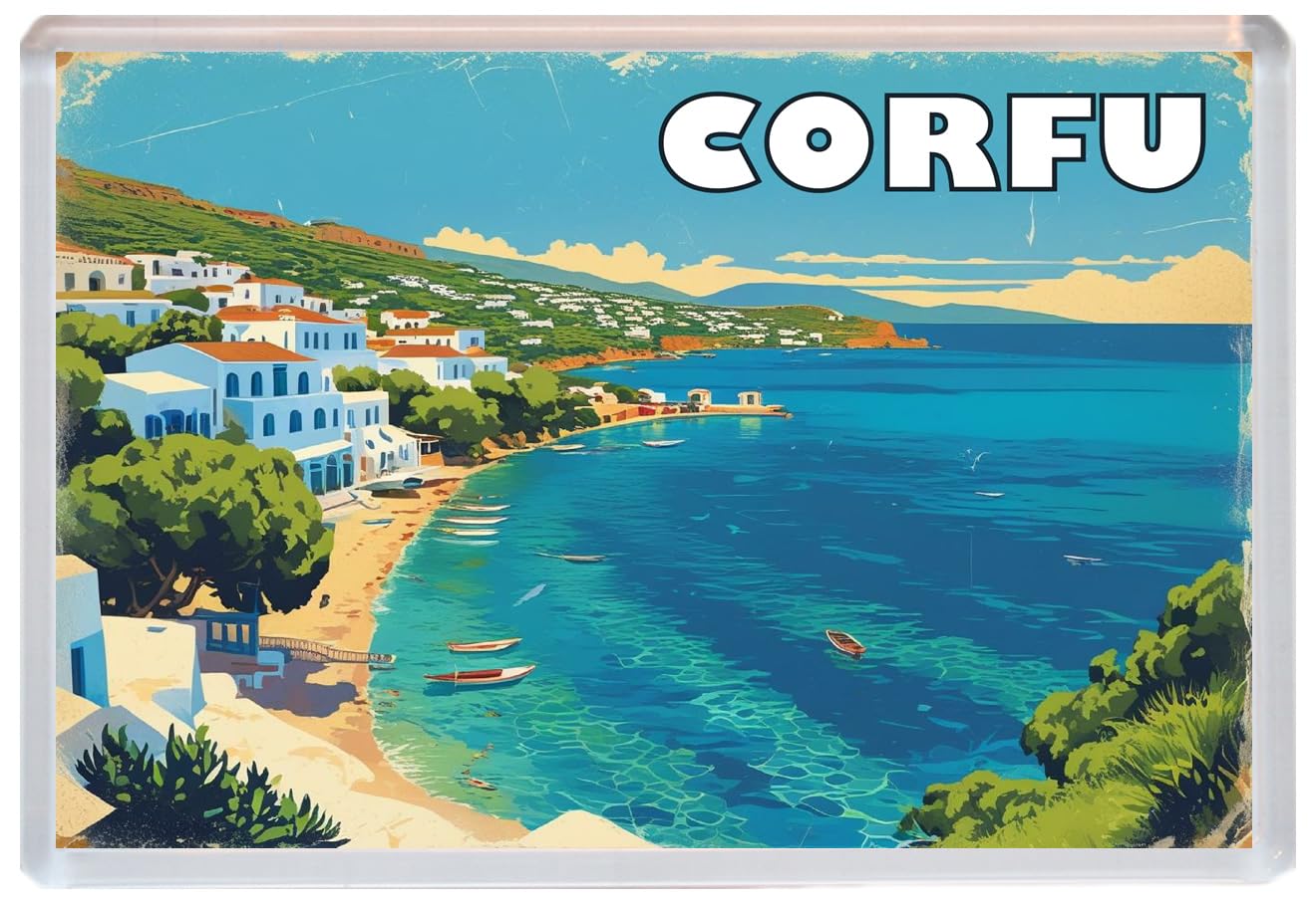 Baked Bean Store Multicolor Corfu - Greece - Jumbo Artistic Fridge Magnet 96 X 67Mm