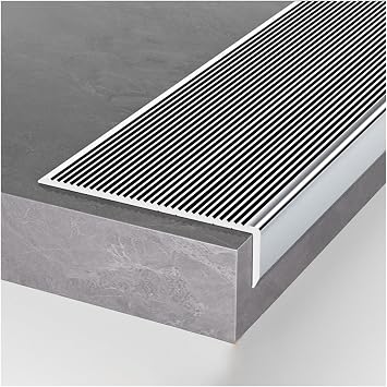LXLZYXSF Aluminum Stair Nosing 10cm Extra Wide Stair Edge Trim, Stair Edging Non-Slip Steps Treads, 39in 41in 43in 45in 47in 49in 50in 52in 54in 56in 58in LSilver WxH-10x2cm,L-36/91cm