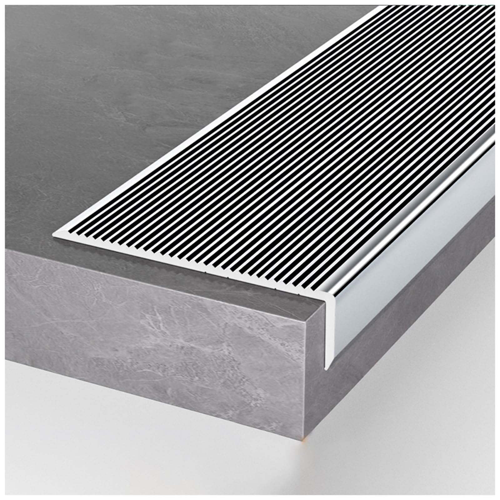 LXLZYXSF Aluminum Stair Nosing 10cm Extra Wide Stair Edge Trim, Stair Edging Non-Slip Steps Treads, 39in 41in 43in 45in 47in 49in 50in 52in 54in 56in 58in L(Silver WxH-10x2cm,L-45/114cm)