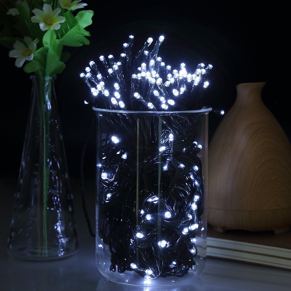 GDEALER Solar String Lights 72ft 200 LED 2 Modes White Solar Powered Waterproof Starry Fairy Outdoor String Lights Christmas Decoration Lights for Garden Path, Party, Bedroom Decoration Cool White