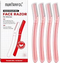 Reusable Face Razor for Women Facial Hair- 4 Razors | Painless Facial Hair Removal | Eyebrow Shaper | For Eyebrows, Upper Lip, Forehead, Peach Fuzz, Chin and Sideburns | Dermaplaning Tool (Set Of 04)