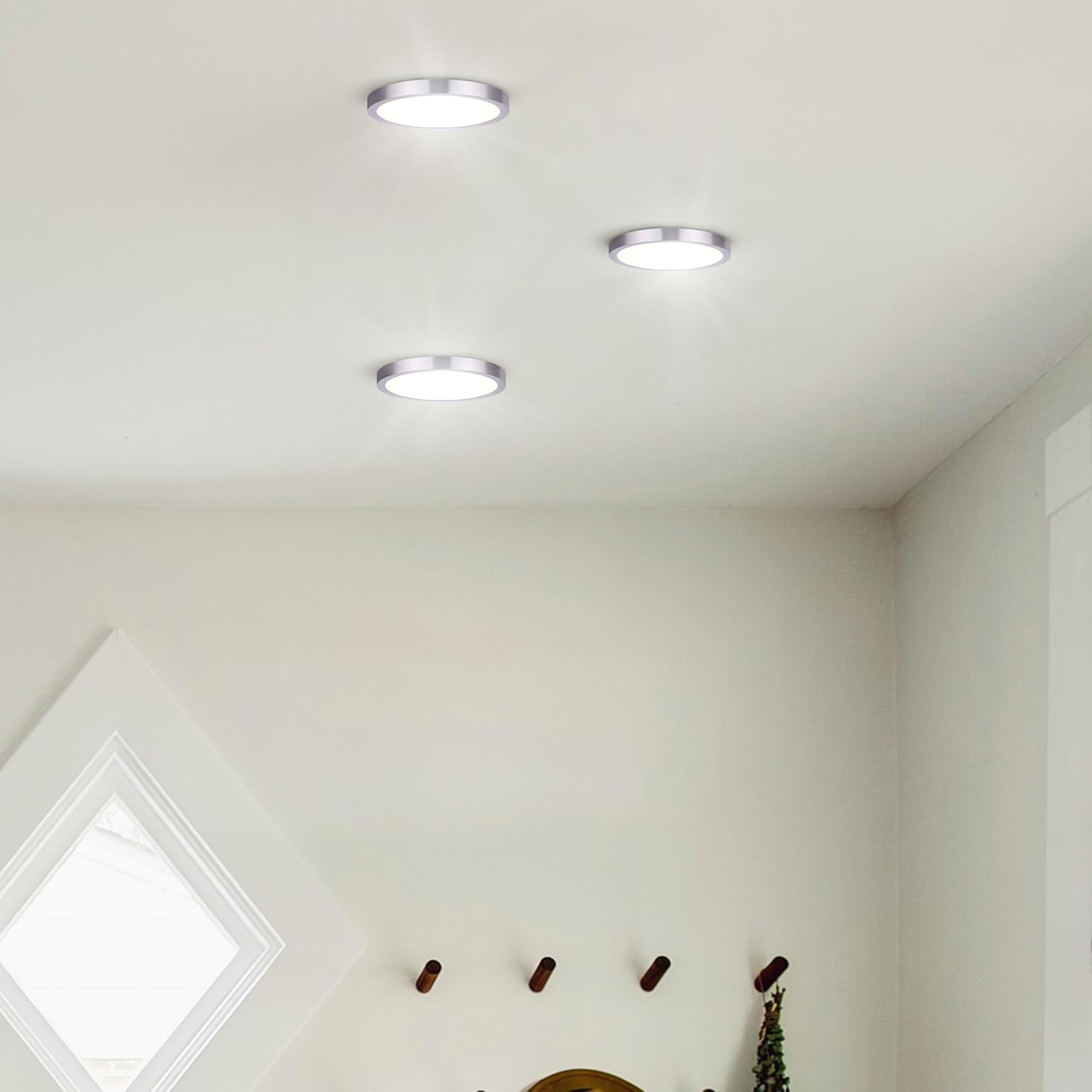 Canarm LED Disk Light, 5-Inch Round Flush Mount, Brushed Nickel, 10W Dimmable with 5CCT Switch, 700 Lumens, 90CRI, 50,000 Hours