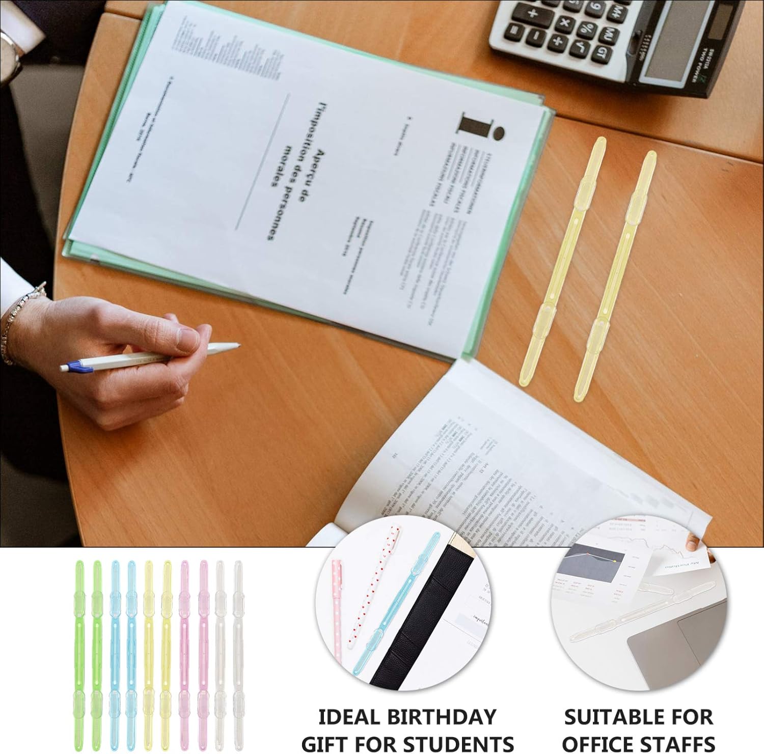 NUOBESTY 20pcs Binding Bars Slide Grip Binding Bars for Office School Report Cover Colorful : Office Products