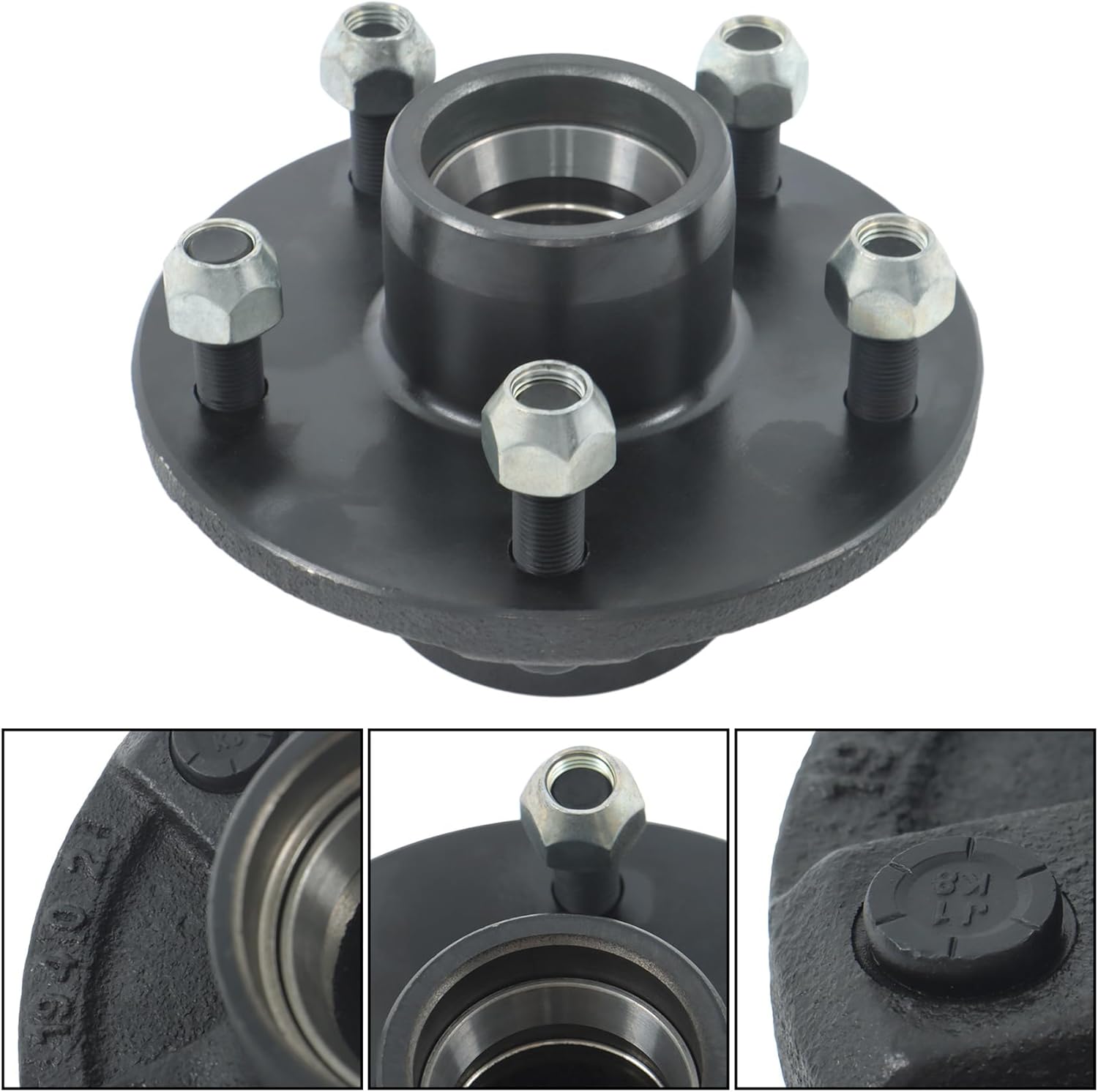 GXYWADY 2 Sets 5 on 5 Inch Trailer Hub Kit with Trailer Bearing Kit Replacement for 3500 lbs 84 Spindle (5 Pieces/Set)