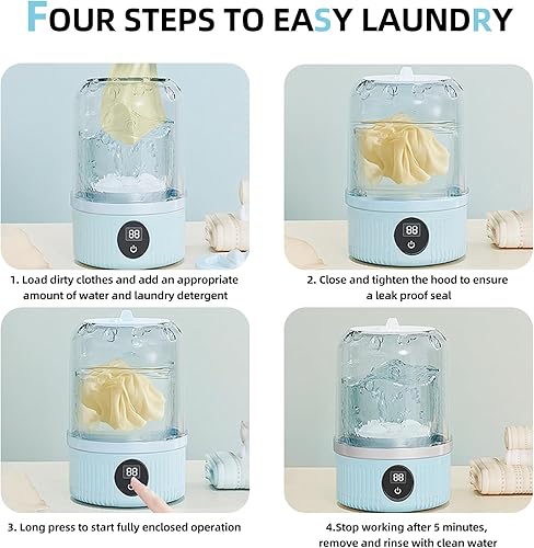 Miniatura 7 de Mini lavadora portátil, lavadora de ropa interior de 1 litro con temporizador digital para ropa interior, calcetines, toallas de saliva, adecuada