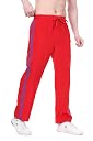 HYPE BORN Men’s Red Solid Relaxed-Fit Track Pants with Double Side Stripes – Ideal for Gym, Running, Walking (in, Alpha, XL, Regular, Red/Royal Blue) gallery image