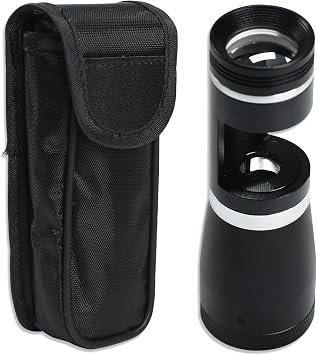 10x Darkfield Loupe with LED Light for Gemstone, 20.5mm Triplet Lens Loupe | Aluminum Housing, High Quality Illuminated Jewelry Loop Magnifier for Colored Gems, Diamond, Rock, Mivneral Inspection Tool