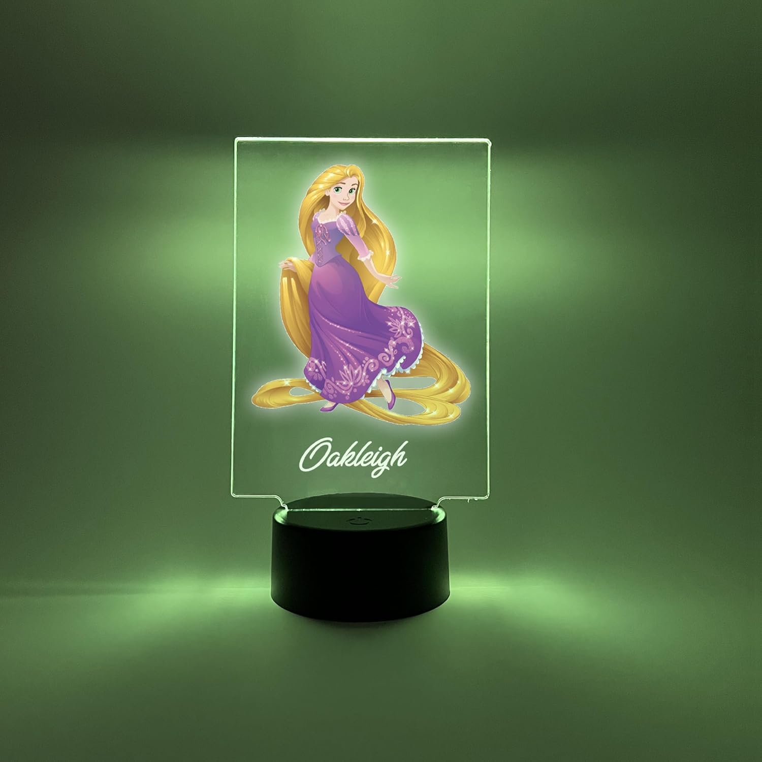 Princess Rapunzel LED Night Light Up Desk Table Lamp Stand Themed Personalized Free Engraved Home Girls Room Decor, 16 Bright Color Options, with Remote