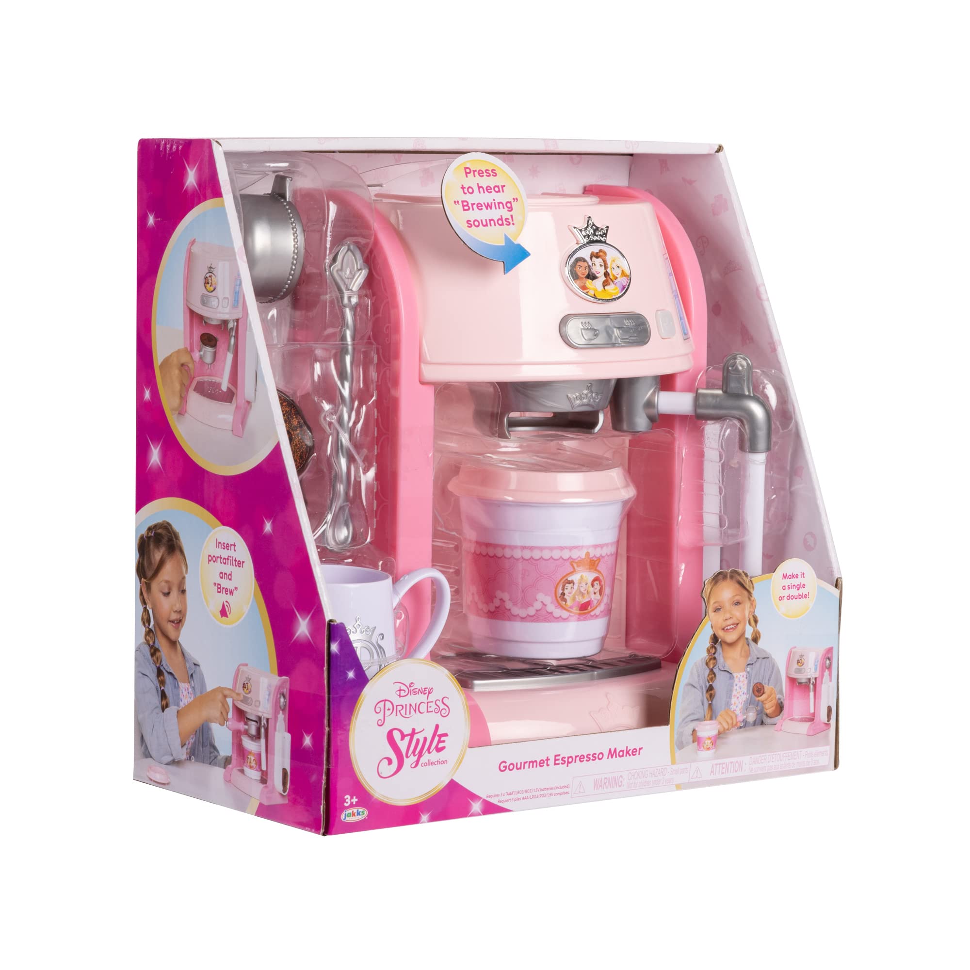 Disney Princess Style Collection | Machine À Espresso Jouet pour Enfants | Cafetière avec Sons Et Lumières | Accessoires Cuisine Jouet | Jeu Imitation 3+ | Piles Incluses | Cadeau Fille
