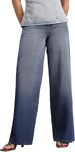 Urbano Fashion Women's High Rise Loose Baggy Fit Washed Jeans Non-Stretchable