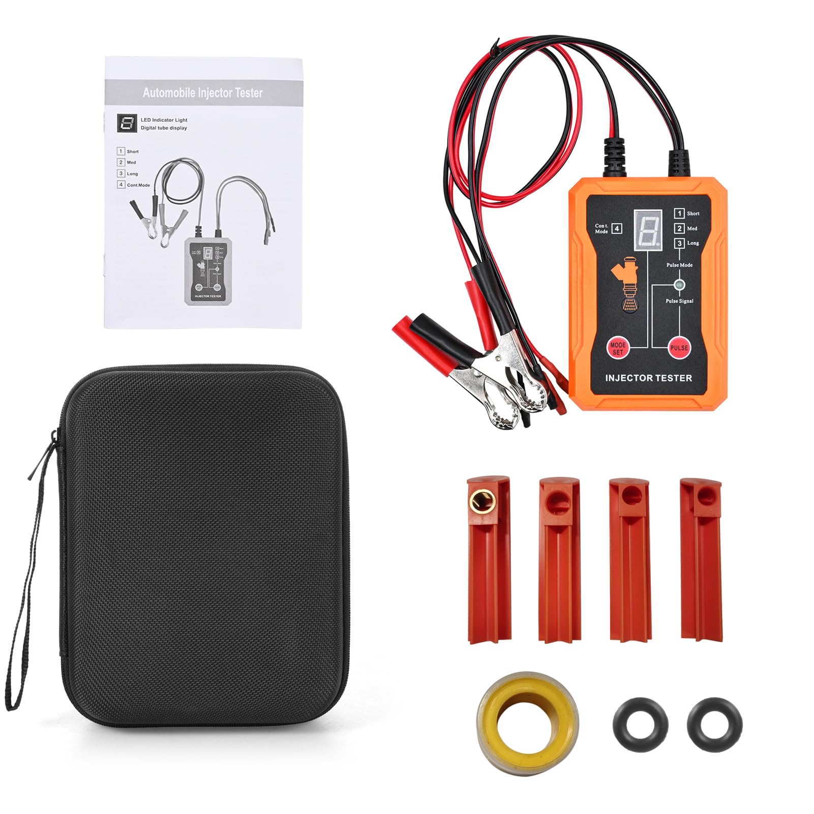 12V Kraftstoffeinspritzdüsen-Tester-Reinigungswerkzeug | 8-Mode-Universal-Kit mit Kurzschlussschutz (ORANGE)