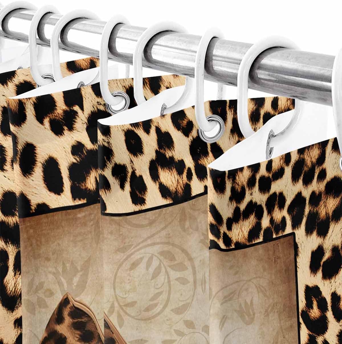 Shower Curtain Sets for Bathroom Wild Animal Skin Leopard Print Home Decor Curtains Waterproof Fabric Machine Washable Curtain Set with Hooks, Sexy Lady High Heels