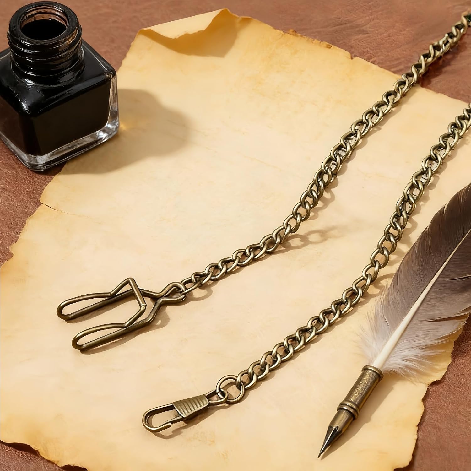 Vintage Metal Pocket Watch Chain for Men, Bronze Clip Watch Chain, 1-Piece Pocket Watch Chains