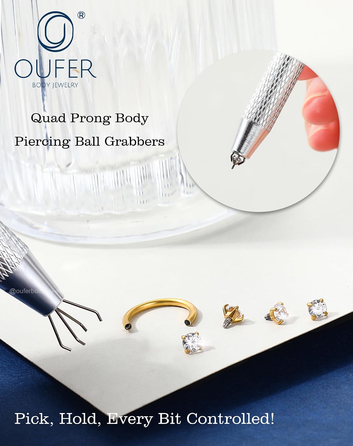 OUFER Horseshoe 16G Lip Rings For Women Men 316L Surgical Steel 8/10MM Lip Piercing Jewelry, Internally Threaded Double Shiny Clear CZ Conch Cartilage Helix Piercing Jewelry