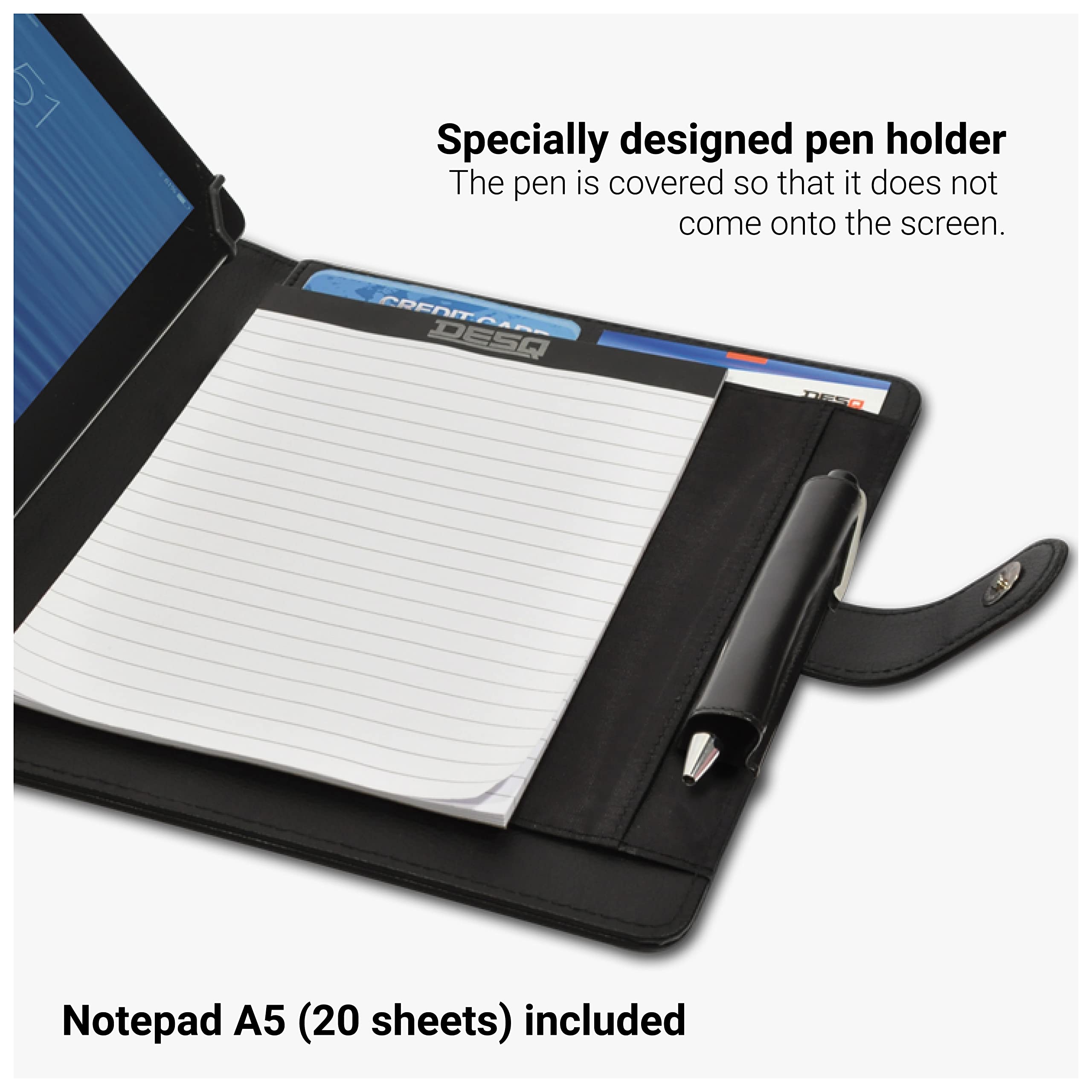 Desq Étui d'écriture pour tablette support universel 7-10,4 pouces fermeture magnétique noir