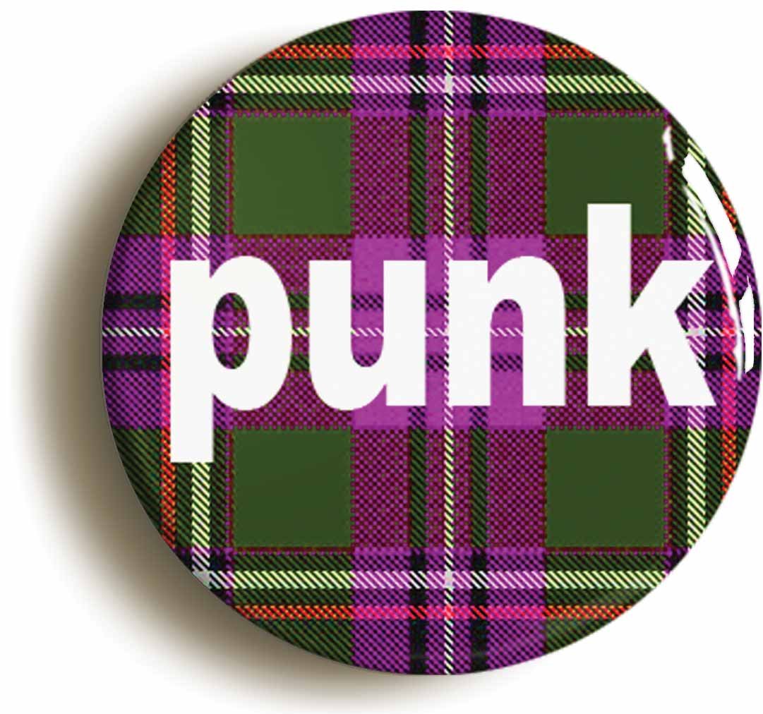 Punk Tartan Fridge Magnet (Circular 2inch / 50mm Diameter)
