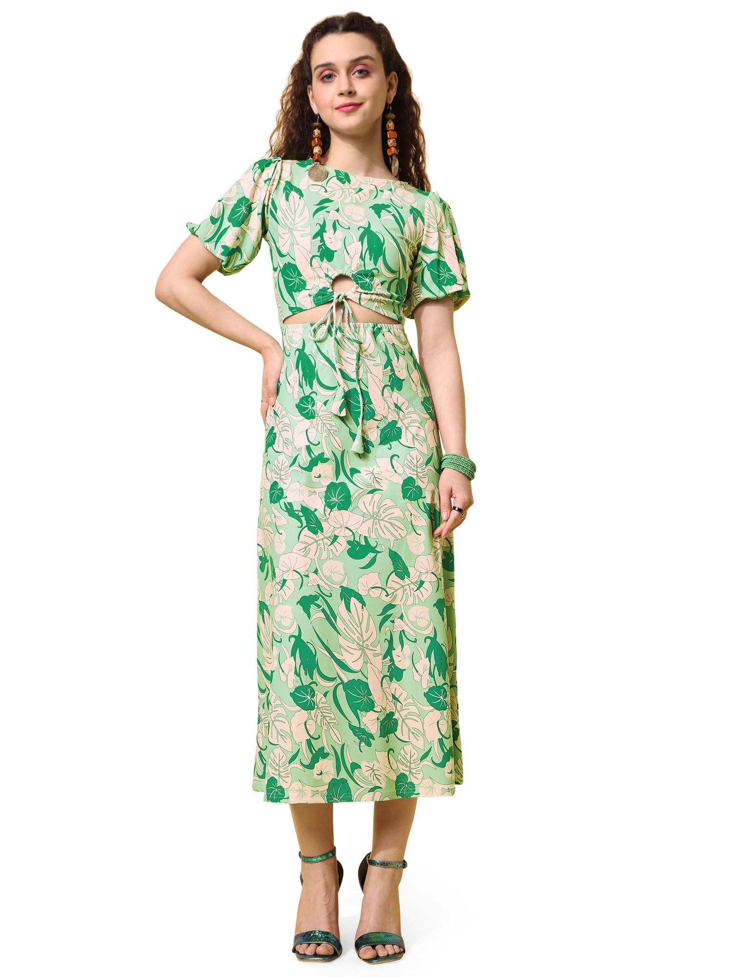 Purvaja Womens Fit & Flare Maxi Length Dress (Wini-104-Piple_Green_X-Large)