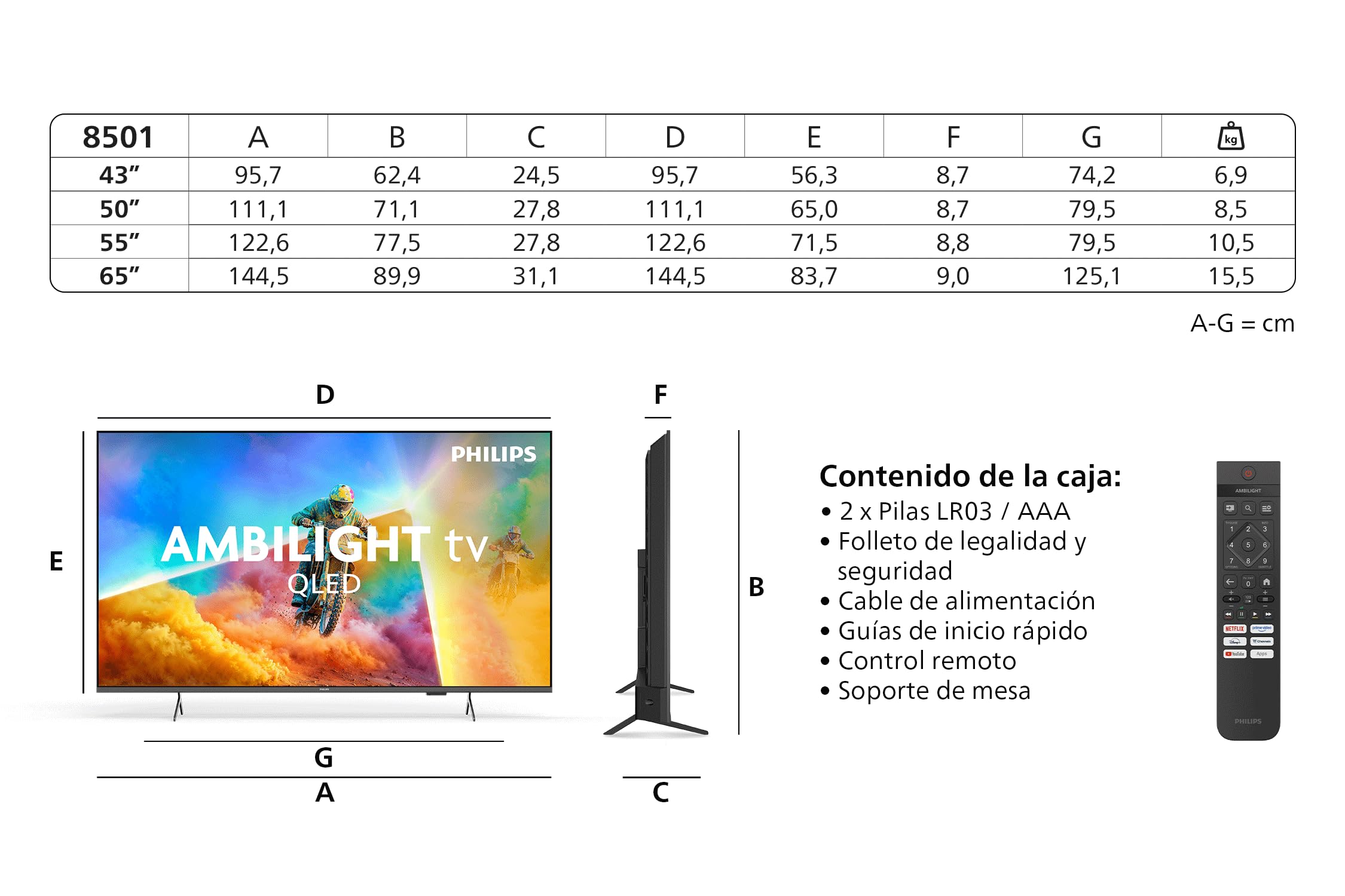 PHILIPS Ambilight TV 65PQS8501/12 65 Inch 4K QLED Smart TV | Pixel Precise Ultra HD, Titan OS, Dolby Atmos Sound
