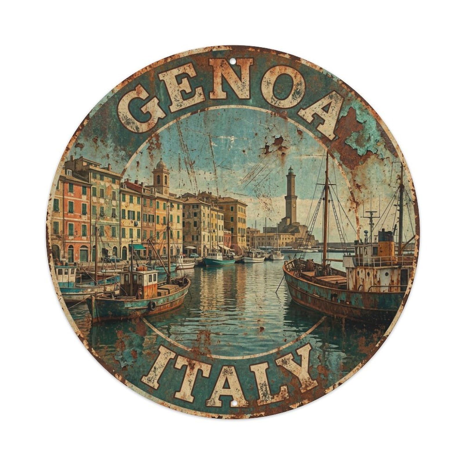 Galvaxio Style Italy Vintage Travel Genoa Metal Tin Sign
