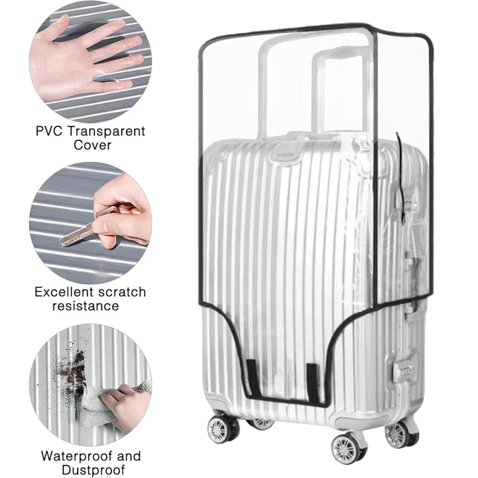 2 pezzi di copertura protettiva for bagagli in PVC trasparente for con ruote esterna resistente all'usura Per Valigie(22 inches)